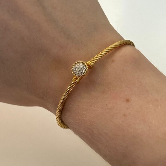 David Yurman 18k Yellow Gold Chatelaine Diamond Bangle Bracelet - Picture 7 of 7